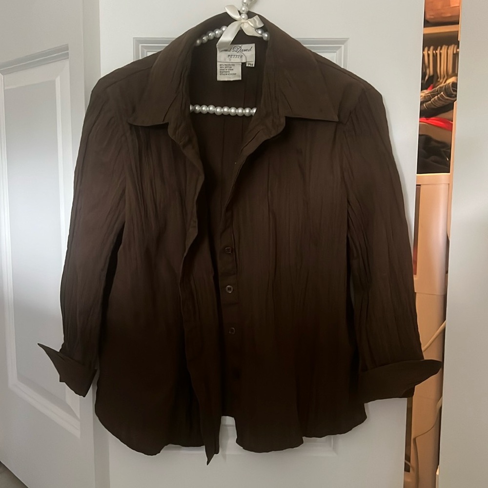 Brown button up, long-sleeve